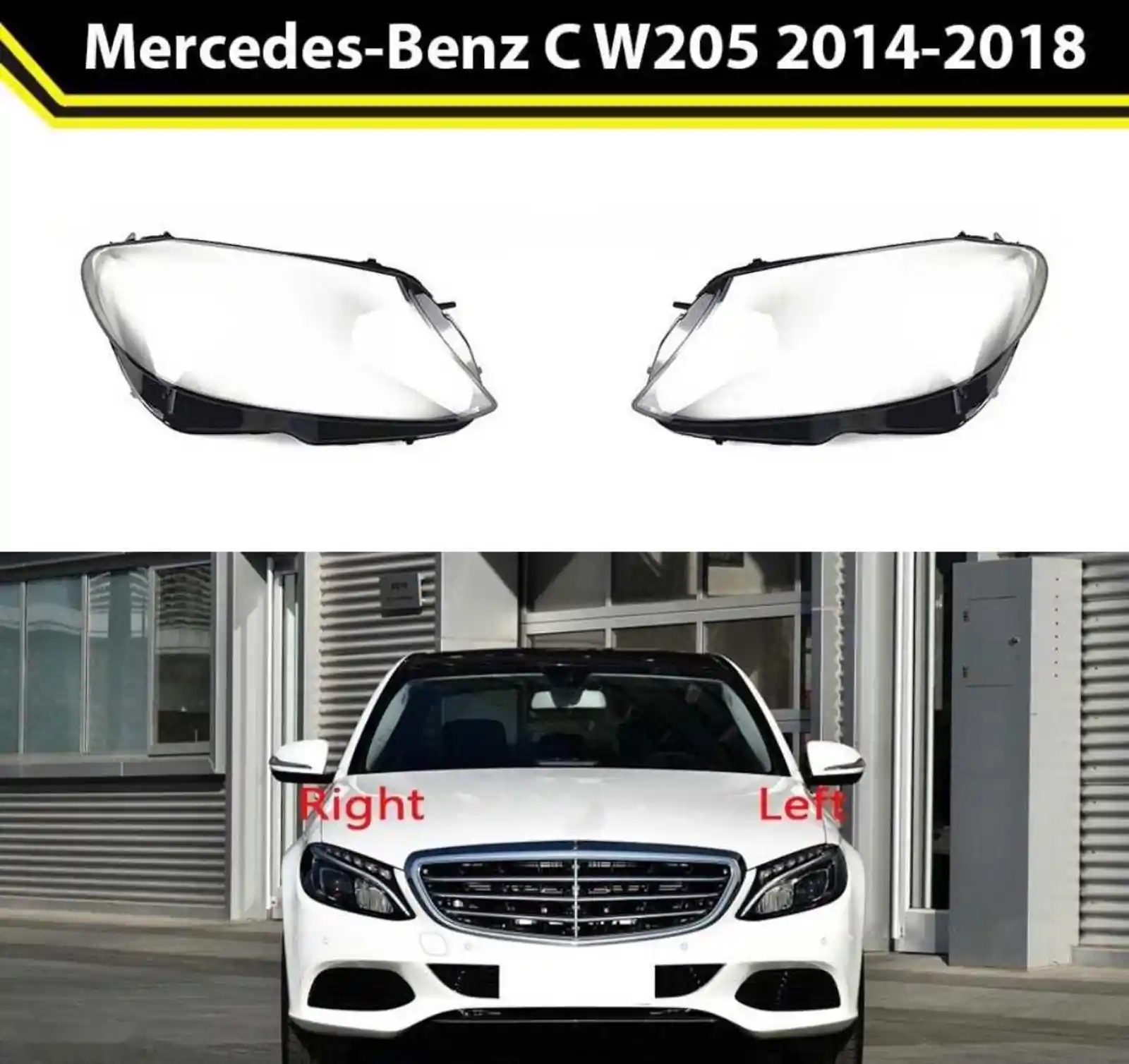Стекло фары MERCEDES C W205 2014-2018 — миниатюра 1