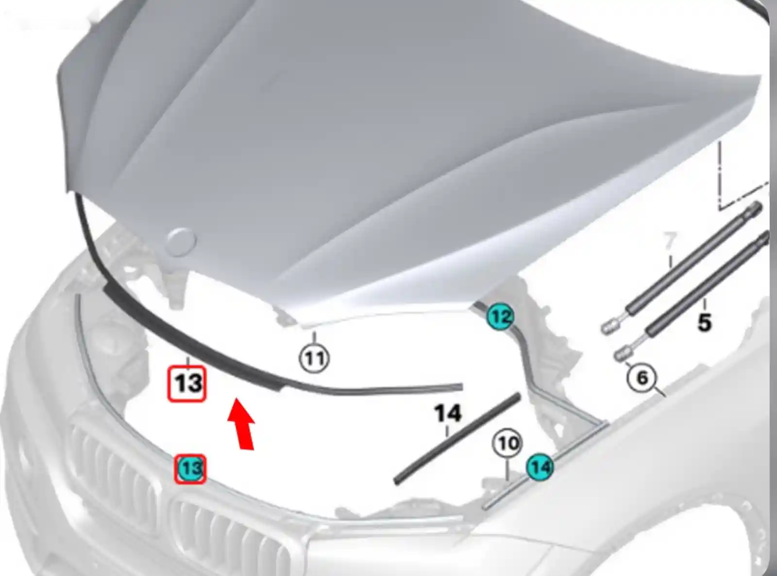 Уплотнитель капота BMW X5 F15 — миниатюра 1