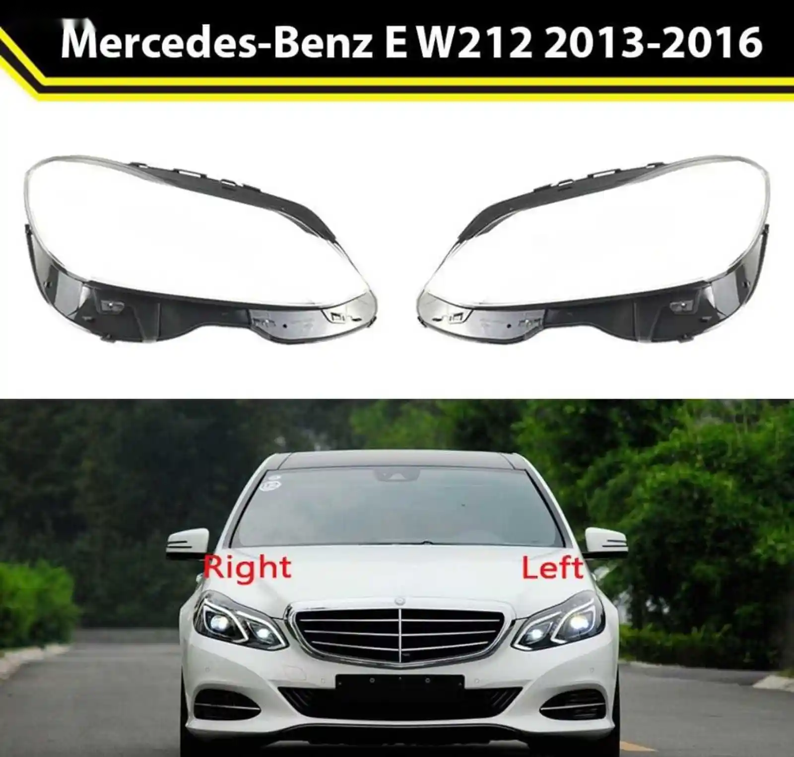 Стекло фары Mercedes E W212 рестайлинг 2013-2016 — миниатюра 1