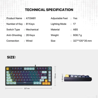 Механическая игровая клавиатура Fantech ATOM81 MK875V2