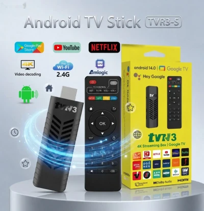 Смарт TV приставка стик TVR3 8K Streaming Box Google TV Android 14.0. — миниатюра 1