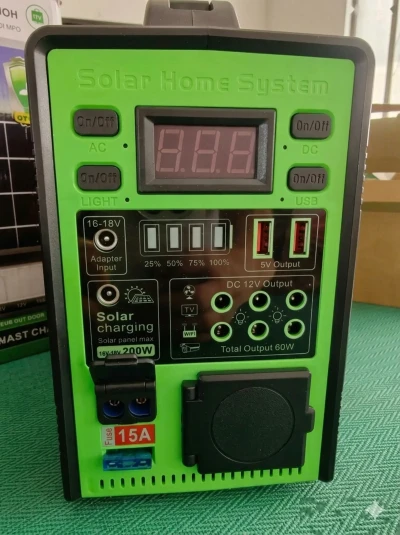 Солнечная домашняя система 350W 75W панель 4 лампы прожектор 220V AC. — миниатюра 4
