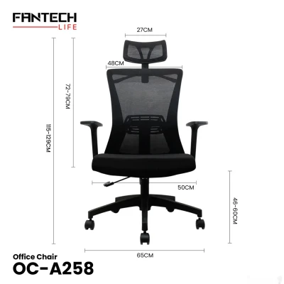 Компьютерное кресло Fantech OC-A258 с сетчатой спинкой и подголовником