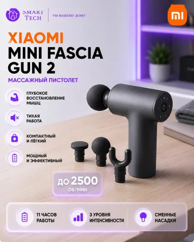 Перкуссионный массажер Xiaomi Mijia Mini Fascia Gun 2 — миниатюра 5