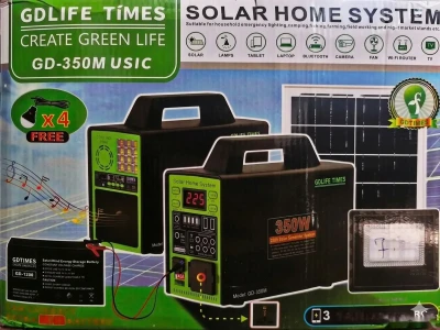 Солнечная домашняя система 350W 75W панель 4 лампы прожектор 220V AC. — миниатюра 1
