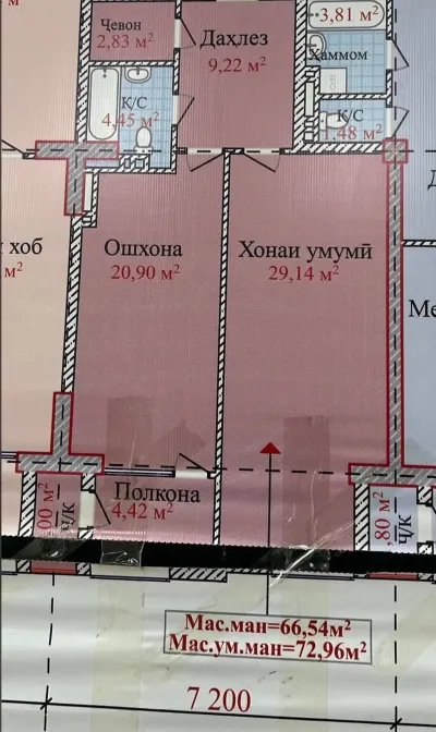 2-комн. квартира, 6 этаж, 73 м², И Сомони — миниатюра 2