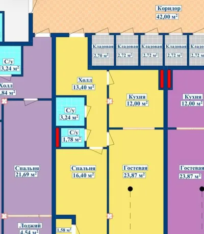 2-комн. квартира, 14 этаж, 72 м², И.Сомони — миниатюра 4