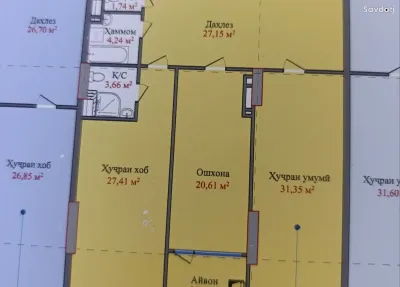 2-комн. квартира, 5 этаж, 121 м², И.Сомони Crown zamon