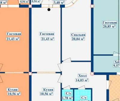 2-комн. квартира, 16 этаж, 85 м², И.Сомони — миниатюра 9