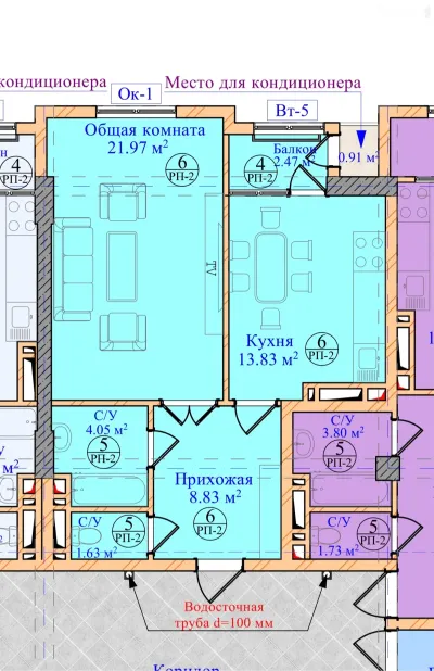 1-комн. квартира, 18 этаж, 54 м², Танк, Улица Академиков Раджабовых, Шохмансур — миниатюра 5