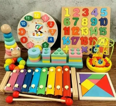 Развивающий набор деревянных игрушек 8 в 1