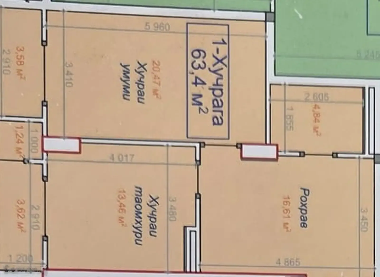 2-комн. квартира, 14 этаж, 64 м², дастаи дил гор больница — миниатюра 6