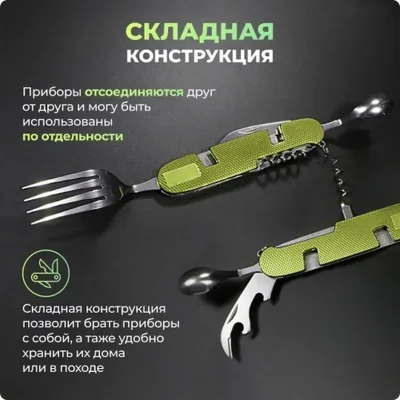 Туристический складной набор столовых приборов — миниатюра 3