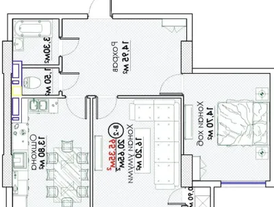 2-комн. квартира, 13 этаж, 65 м², Исмоили сомони
