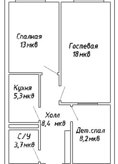 3-комн. квартира, 11 этаж, 57 м², Шохмансур — миниатюра 4
