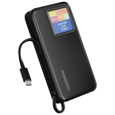 Карманный роутер с Power Bank Porodo 4G LTE | WiFi 6 Pocket Router with 10000mAh черный