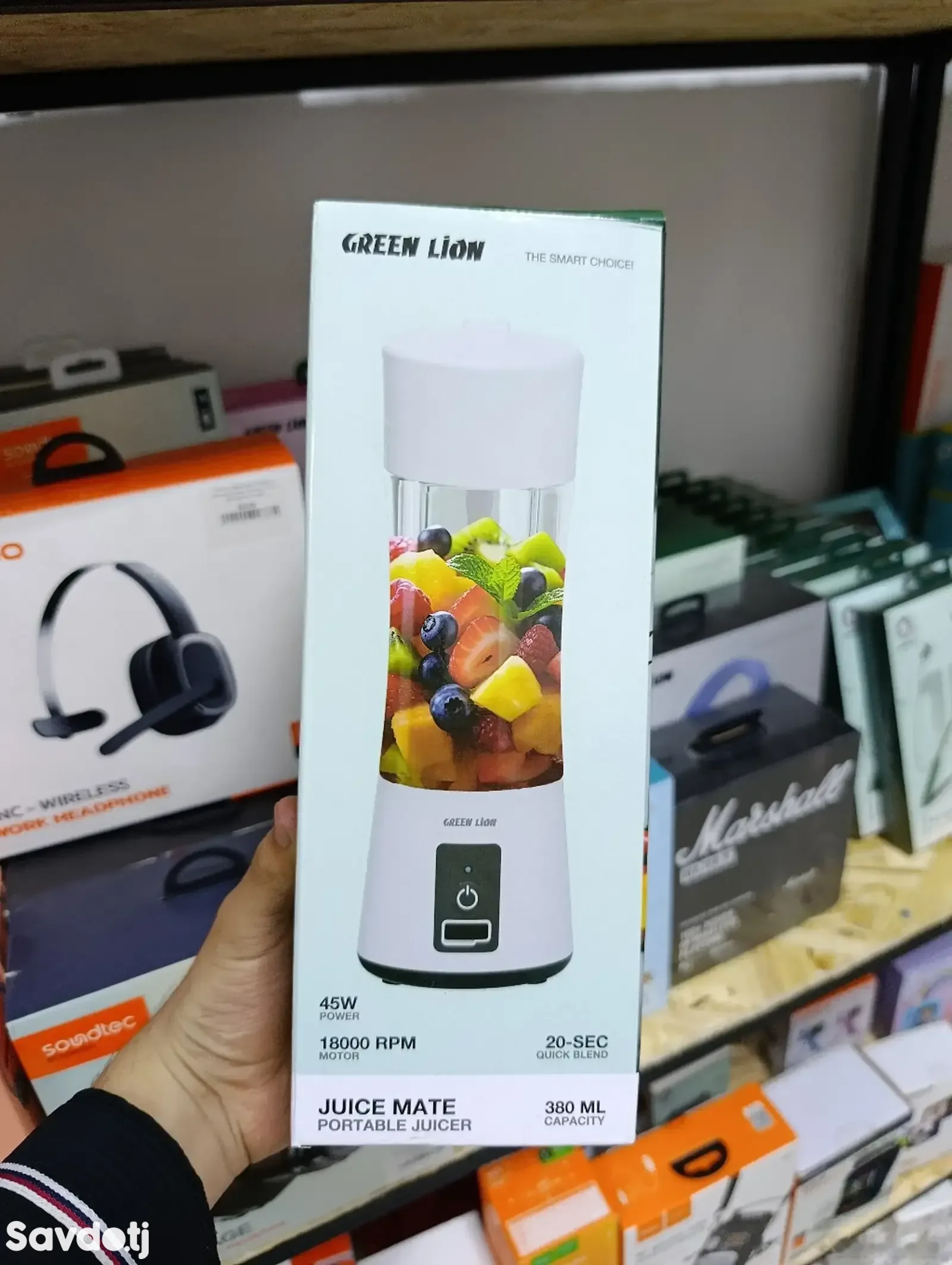 Портативный мини блендер Green Lion Juice Mate 380 мл черный