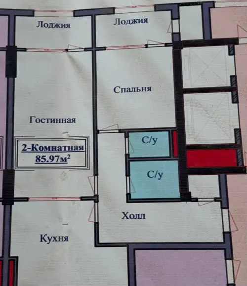 2-комн. квартира, 9 этаж, 86 м², Шохмансур — миниатюра 1