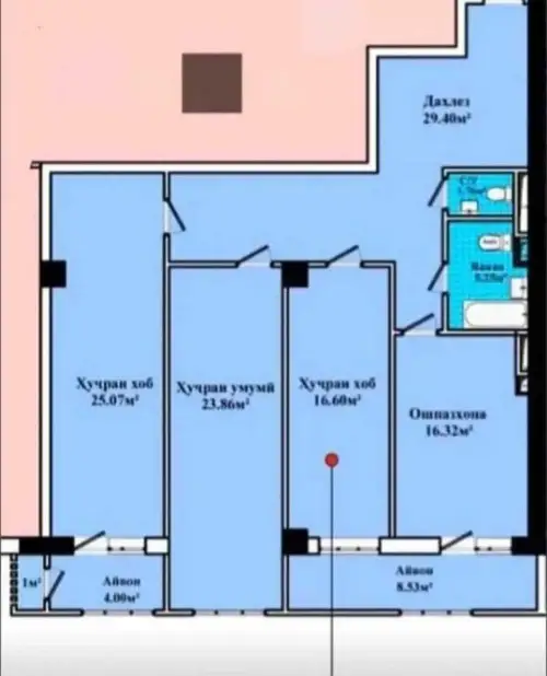 3-комн. квартира, 10 этаж, 132 м², Исмоили Сомони — миниатюра 1