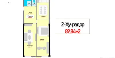 2-комн. квартира, 15 этаж, 89 м², 102 мкр — миниатюра 3