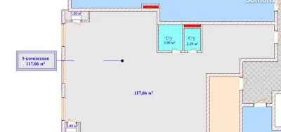 3-комн. квартира, 4 этаж, 117 м², Шохмансур — миниатюра 3