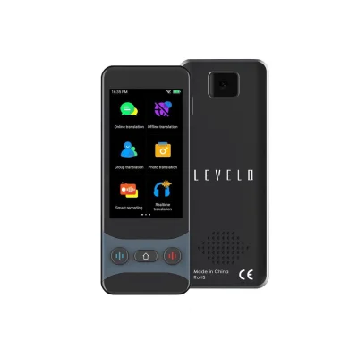 Оффлайн и Онлайн голосовой переводчик Levelo FluentLink Offline &  Online Voice Translator серый