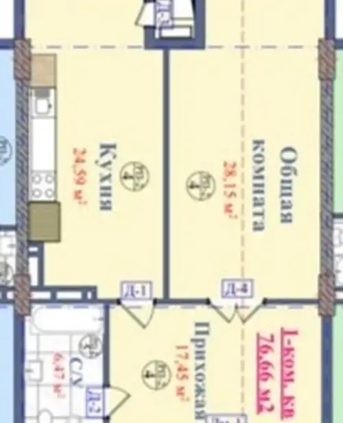 1-комн. квартира, 7 этаж, 78 м², И. Сомони — миниатюра 6