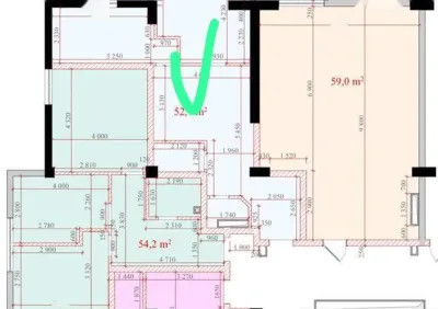 1-комн. квартира, 18 этаж, 52 м², Шохмансур — миниатюра 7