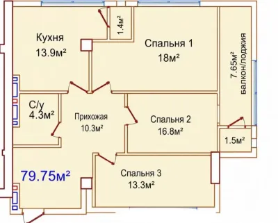 2-комн. квартира, 2 этаж, 80 м², чорахаи ваданасос — миниатюра 3