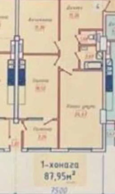 2-комн. квартира, 3 этаж, 88 м², оперка парк куруши кабир — миниатюра 2