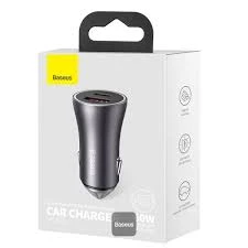 Автомобильное зарядное устройство Baseus Golden Contactor Max Dual Fast Charger Car Charger U+C 60W Dark Gray