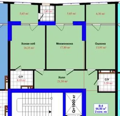 2-комн. квартира, 10 этаж, 96 м², главный Ёвар, Сим-сим, Артель — миниатюра 2