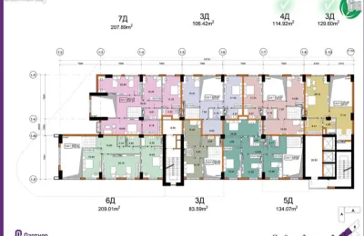 3-комн. квартира, 3 этаж, 96 м², Исмоили сомони