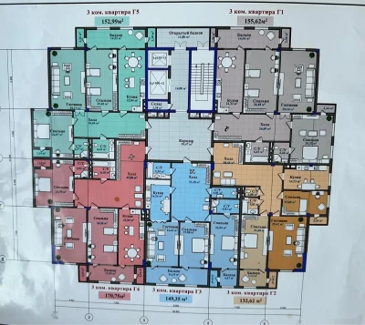 3-комн. квартира, 8 этаж, 155 м², Пединститут, Улица Гани Абдулло, Мечеть Сари О — миниатюра 3