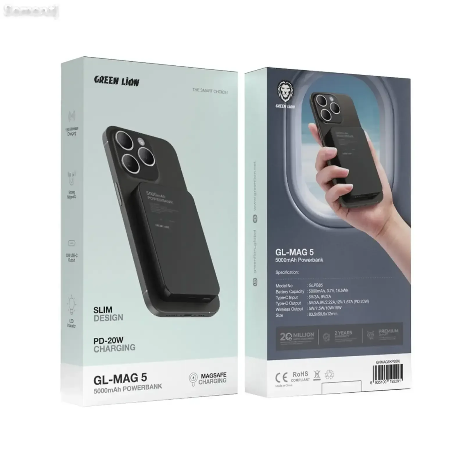 Внешний аккумулятор Green Lion GL-MAG 5 5000mAh Powerbank PD20W черный