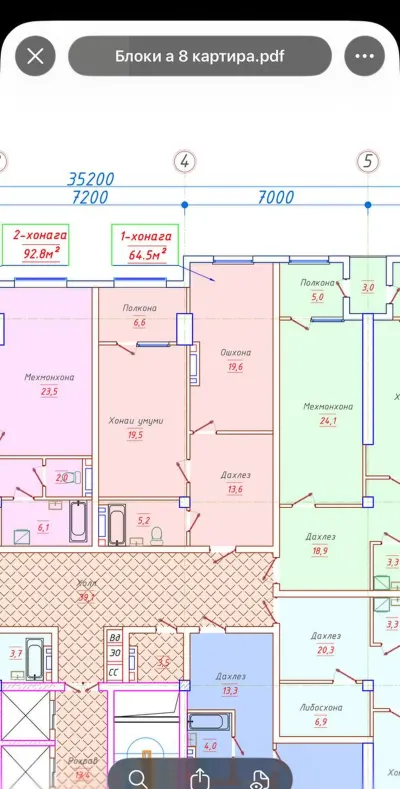 2-комн. квартира, 15 этаж, 65 м², Сомони Ру ба руи Малика(Ашан) — миниатюра 2