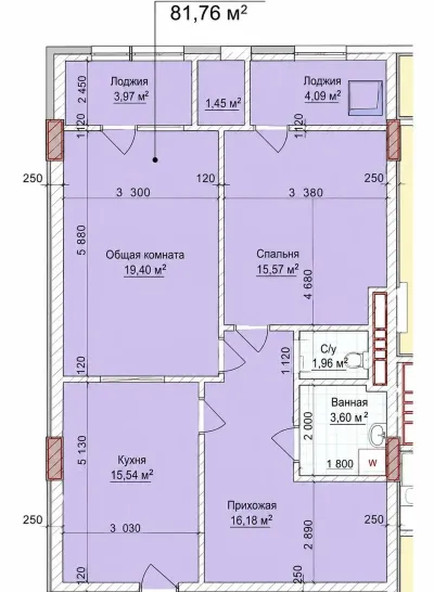 2-комн. квартира, 17 этаж, 82 м², Сино — миниатюра 7