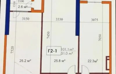 2-комн. квартира, 11 этаж, 101 м², Шохмансур — миниатюра 1