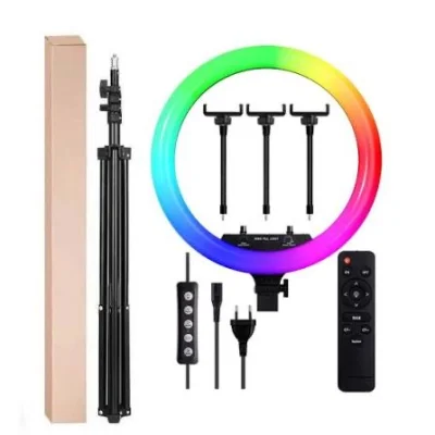 Кольцевая цветная лампа RGB MJ18 45см
