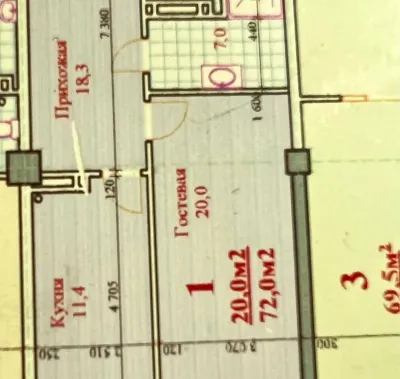 1-комн. квартира, 7 этаж, 72 м², Сомони — миниатюра 3