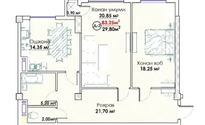 2-комн. квартира, 10 этаж, 83 м², Спартак,Пивзавод — миниатюра 3