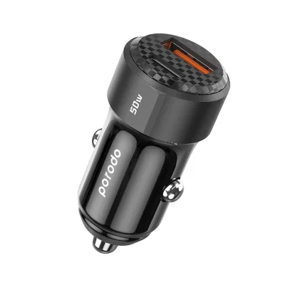 Автомобильное зарядное устройство Porodo 50W Dual Port Car Charger PD 20W QC 30W черный