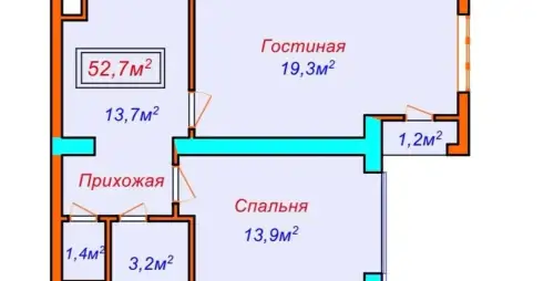 1-комн. квартира, 14 этаж, 53 м², Шохмансур — миниатюра 2