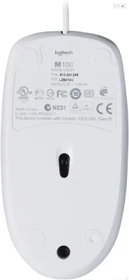 Проводная мышь Logitech M100 USB 1000 DPI White