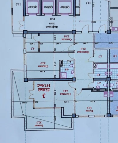 3-комн. квартира, 17 этаж, 147 м², Исмоили Сомони назди Парламент — миниатюра 8