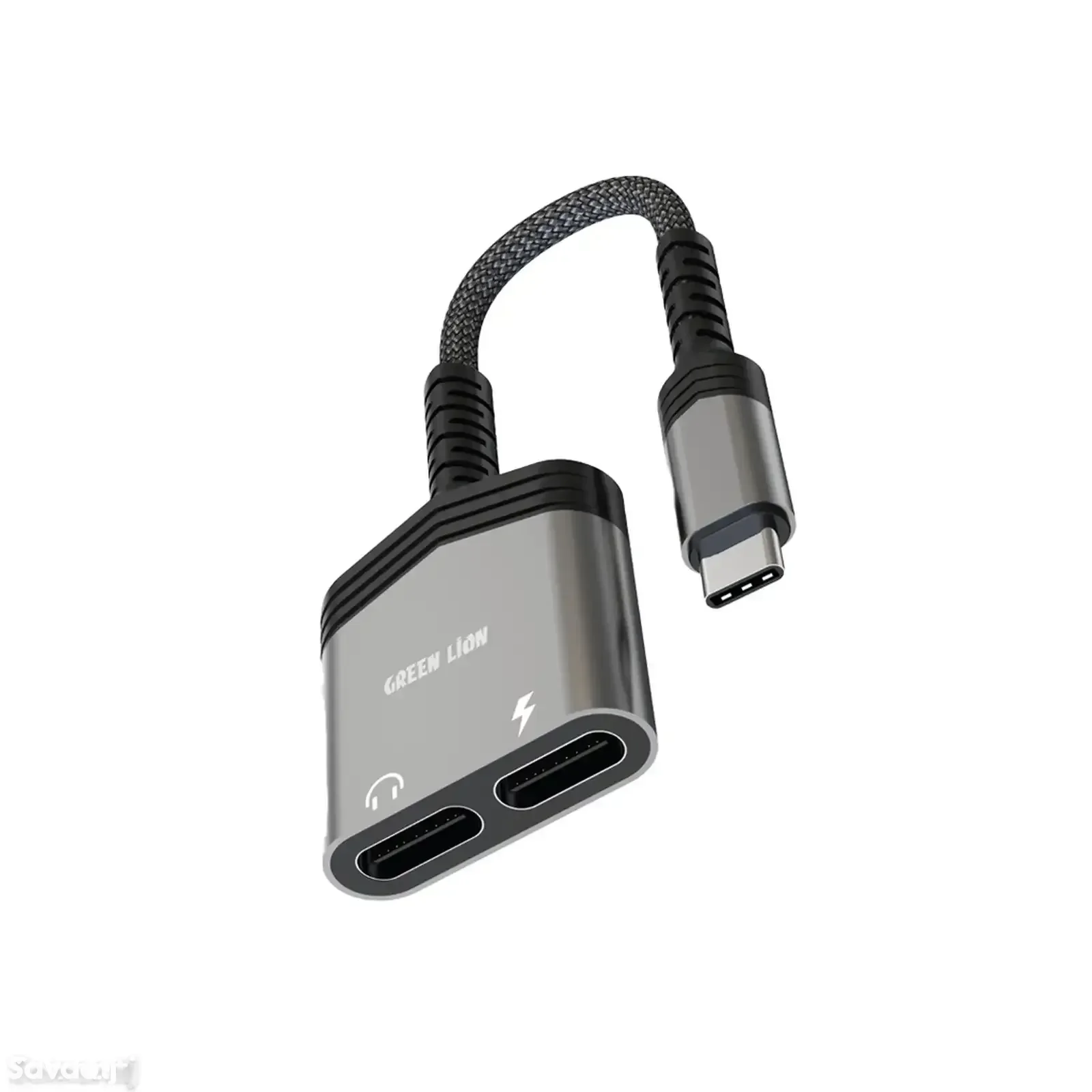 Переходник Green Lion 2 In 1 Splitter Adapter Type-C to Type-C Charging & Audio