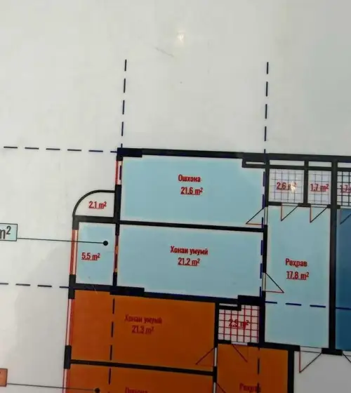 1-комн. квартира, 12 этаж, 70 м², Шохмансур — миниатюра 2