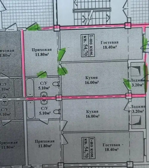 2-комн. квартира, 10 этаж, 56 м², Сино — миниатюра 6
