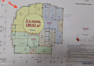 3-комн. квартира, 3 этаж, 180 м², Ахрори, Парк Истиклол, Улица Сафарали Раджабова, Мадраса, Центр, Район Исмоили Сомони