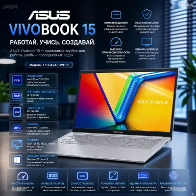 Ноутбук ASUS Vivobook 15 F1504VAP-WH56, Core 5 16ГБ 512ГБ SSD Full HD Windows 11